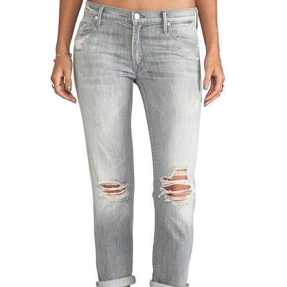 Mother Skinny Jeans The Dropout in Holy Smokes Womens Size 27 Gray Crop … - Picture 2 of 11